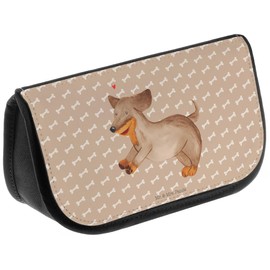 Mr. & Mrs. Panda Cosmetic Bag Dog Dachshund Merry, brown, Hand Drawn