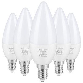 Vicloon 5er Pack E14 LED Kerze Lampe, 5.5W LED Kerze Glühbirne, 3000K Warmweiß, 500 Lumen, C37 LED Birne ersetzt 40W Halogenlampe, AC 165-265V, 270° Strahlwinkel, Nicht Dimmbar E14 Energiesparlampe