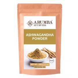 Arumba Ayurveda Ashwagandha Powder 100 Grams - Withania Somnifera Root Powder, Raw, Vegan, Non-GMO, No Additives or Preservatives