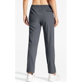 MOCOLY Women's Cargo Hiking Pants Elastic Waist Quick Dry Lightweight Water Resistant Active Long Pants UPF 50+ Grey M