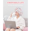 Aquior Shower Caps, Double Layer Waterproof Shower Cap for Women,