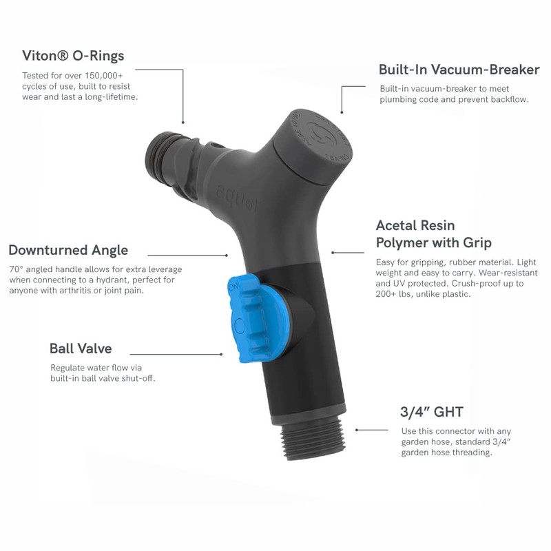 Aquor Comfort Grip VB Hose Connector, Slate Gray