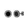U7 Black Onyx Mens Earrings 925 Sterling Silver Round Black