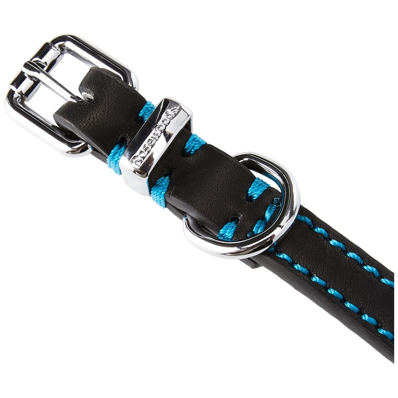 Rosewood Luxury Leather Dog Collar, 10 - 14-inch, Black