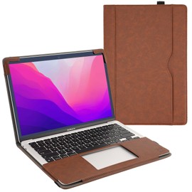 TYTX Leather Case Compatible with MacBook Air 13 Inch M1 A2337 A2179 A1932 with Retina Display 2021 2020 2019 2018 Release, Premium PU Leather Laptop Sleeve Protective Folio Book Cover, Dark Brown