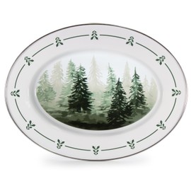 Golden Rabbit Enamelware - 12 x 16 Oval Platter (Forest Glen)