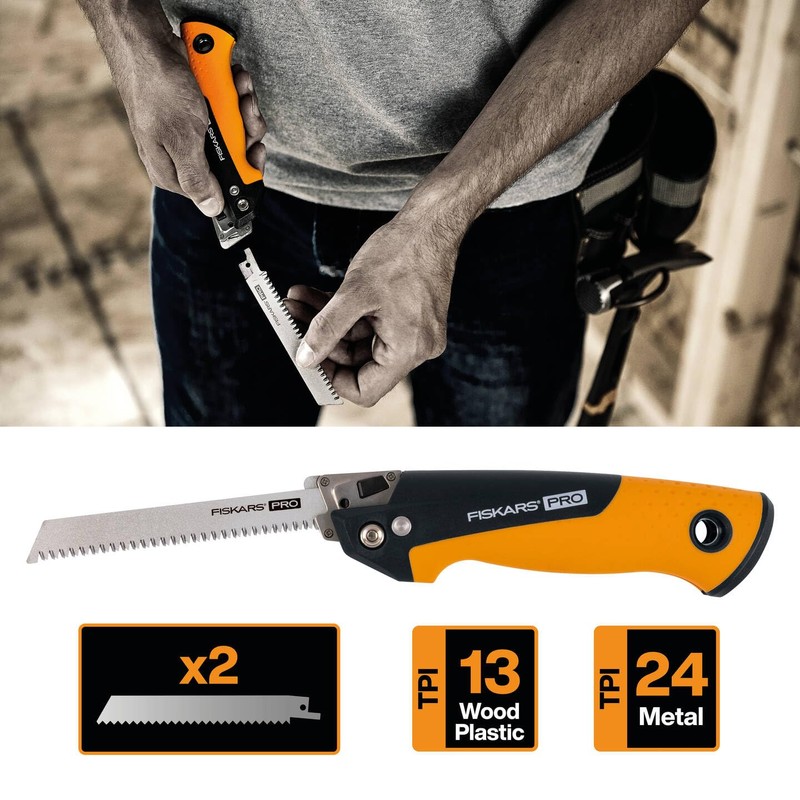 Fiskars Pro 1062934 Compact Folding Saw - Includes 2 Blades