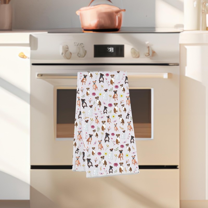 MYSOMY Boxer Dog Kitchen Towels Boxer Dog Owner Gifts Boxer