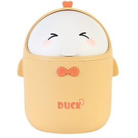TUHNHGD Mini Rubbish Bin with Lid, Cute Cartoon Table Rubbish Bin, Mini Table Rubbish Bin with Lid, Portable Boxes, Small Boxes for Home, Office, Living Room, Office (Yellow)