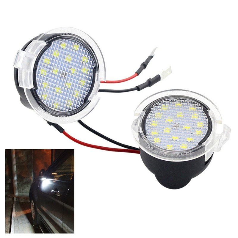 2PCS Rearview Mirror Puddle Lights LED White Light Under Mirror