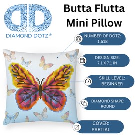 DIAMOND DOTZ Kits - Butta Flutta Mini Pillow, Partial Drill, Round Dotz, Diamond Painting Kits, Diamond Art Kits for Adults, Diamond-Painting, Diamond Art, Kits, 7"x7"