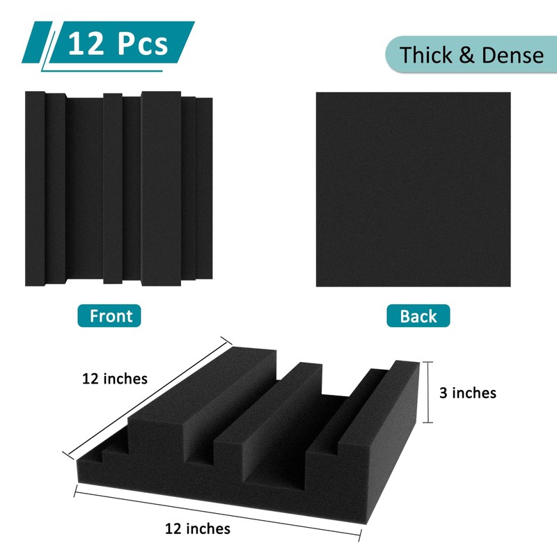 TroyStudio Thickened 12 X 12 X 3 Inch Acoustic Foam