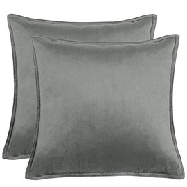 PiccoCasa Decorative Velvet Soft Cushion Covers Pack of 2, Square Solid Throw Pillow Covers for Sofa Couch Bedroom - 50x50cm/20x20 Inches Hidden Zipper Cushion Covers Grey