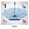 Balios Travel Folding Umbrella with Real Wood Handle Auto Open