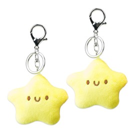 ZORZA 2Pcs Cute Plush Star Keychain Kawaii Star Pendant Keyring with Squeaky Sound Charming Plush Keyring for Backpacks Handbags Purses Fashionable Women's Keyrings Car Key Chain Accessory