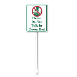 SRongmao Please Do Not Walk in Flower Bed Yard Sign with Stake Flower Sign Flower Metal Decor 7x8.8inch Rustproof Aluminum Sign for Yard Garden Lawn Street Outdoor