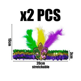 2 Pieces Sequin Feather Hairbands, Creative Colorful Headdresses, Personality And Stylish, Interesting Hair Accessories, Universal For Men And Women, Clothing Accessories.