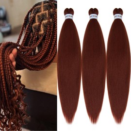 UPruyo Ginger 350 Braiding Hair Pre Stretched Kanekalo Prestretched Braiding Hair 26 Inch Brown Copper Auburn Braiding Hair Extensions for Box Braids