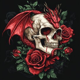 RICUVED Skull Diamond Art Kits for Adults, Dragon Diamond Painting Kits for Beginners, Flowers Skeleton DIY 5D Full Round Drill Gem Crystal Rhinestone Art and Craft Kit for Home Wall Decor 12x12Inch