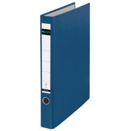 Leitz 10140035 Plastic Ring Binder without Slots A4, Blue, 3.5 cm Spine Width, PP Laminated Cover