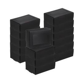 uxcell 60Pcs Kraft Soap Boxes, 3.3" x 2.4" x 1.2" Mini Kraft Treat Box with Clear Window for Candy Cookie Gift Party Favor Treats Packaging (Black)