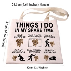 PXTIDY Cavapoo Dog Tote Bag Cavapoo Gifts for Dog Lover Things I Do in My Spare Time Cavapoo Pet Bag Cavapoo Mom Gifts