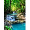 BELECO 5x7ft Fabric Green Forest Backdrop for Photography Small Waterfall
