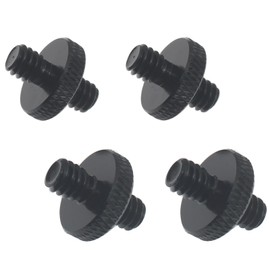 OZXNO 4pcs Camera Mount Screw 1/4" Male to 1/4" Male Threaded Tripod Screw Adapter Double Sided Standard Mounting Thread Converter(Black)