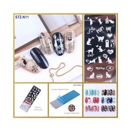 Metal Nail Stamping Plate Happy Easter Bunny Rabbit Butterfly Moon Stars N11 Nail Wraps Art Stickers Manicure Supplies for Women for Home Nails Full Long Lasting Easy Apply and Remove