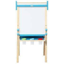 Belleur Art Easel for Kids, Adjustable Double Sided Whiteboard & Chalkboard, Painting Kid Easel for Toddlers 2-8, Ideal Gift-Blue