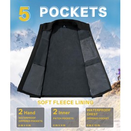 Mens Windproof Golf Vest Outerwear Zip Up Fleece Lined Softshell Sleeveless Lightweight Jacket for Travel Running Hiking Sports Black 2XL