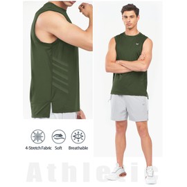 NORTHYARD Men's Athletic Workout Tank Top Running Gym Sleeveless Shirts Quick Dry Lightweight Training Sport Muscle Tank ArmyGreen M