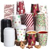 200 Pieces 12 oz Christmas Paper Cups with Lids, Disposable