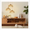 Unbranded 3 Light Rattan Pendant Lights Boho Hand Woven Rattan