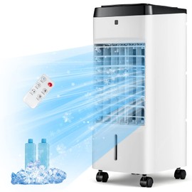 PETSITE Evaporative Air Cooler, Portable Cold Air Cooling Fan with Remote Control, 3.5L Water Tank, 2 Ice Packs, 4 Modes, 3 Speeds, 12H Timer, 70° Oscillation, Personal Swamp Cooler