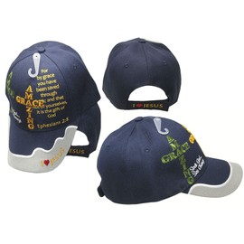Trade Winds Amazing Grace Ephesians 2:8 Christian Saved by Grace I Heart Love Jesus Navy Blue Cap CAP806 Hat