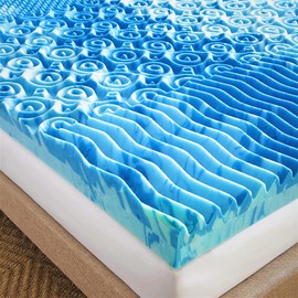 Queen Size 4" Gel Lux Memory Foam Mattress Topper: Contouring Comfort, Pressure Relief Zones, Cooling Gel Infusion, Air Flow Tech, Medium Firm Support, CertiPUR-US Certified