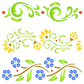 Stencils for Walls: Vintage Borders Stencil, 8.5 x 8.5 inch - Classic Flower Border Design
