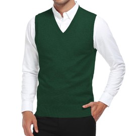 KUYIGO Men's Pullover V-Neck Sweater Lightweight Knit Sleeveless Vest S Hunter Green