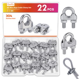 Gorffy 22PCS Wire Rope Cable Clamp, Stainless Steel Wire Rope Clip M3, Wire Ropes Clamps for Clip Ø 3mm (1/8"), U Bolts Saddle Type for Tensioning Cable in Industrial & Household