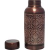 ANCIENTIMPEX Pure Copper Water Bottle Beautiful Floral Pattern For Ayurveda