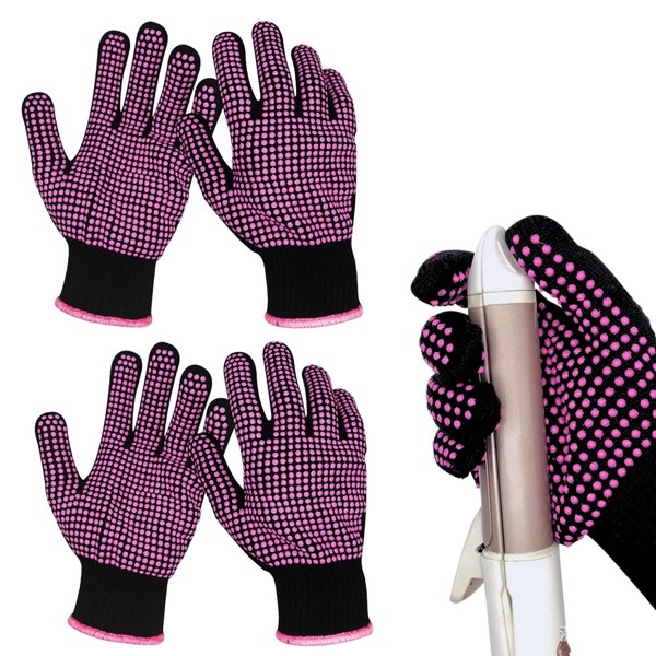 KEYRI 4 Stück Hitzebeständige Handschuhe für Haarstyling, Hitzeschutz Handschuh Lockenstab