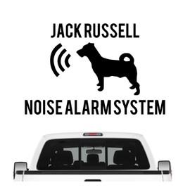 siviwonder Jack Russell Noise Alarm System Car Sticker Dog Foil JRT Russel Colour White, Size 20 cm
