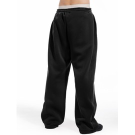 ZUGJAM Men's Baggy Sweatpants Wide Leg Lounge Sweat Pants with Pockets Black L
