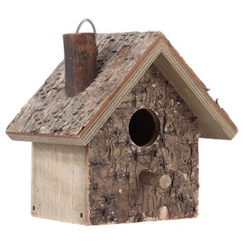 Multipurpose Bird House Moisture Proof Hanging Type Natural Wooden Birdhouse Rustic Wood Barn Design DIY Craft Supplies for Bluebirds Finchs Chickadees Swallows Woodpeckers 5.9 x 3.9 x 3.5in