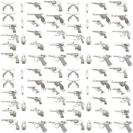 Youdiyla 44pcs Antique silver alloy gun Pendant Jewelry Making DIY Keychain Earrings Pendant Various Design Charms for Jewelry Making Bracelets Necklace (M115)