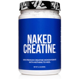 NAKED nutrition Naked Pure Micronized Creatine Monohydrate Powder - Unflavored, 500g, 1.1lb Bulk - Vegan, Non-GMO, Gluten-Free, Soy-Free, No Fillers, Supports Muscle Growth & Strength - 100 Servings