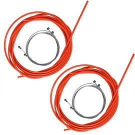 Keenso Bicycle Gear Cable and Brake Cable Set, Universal Bicycle 5 mm Brake Cable + 4 mm Gear Cable + 1.1 m and 1.7 mm Brake Line with Caps (Orange)
