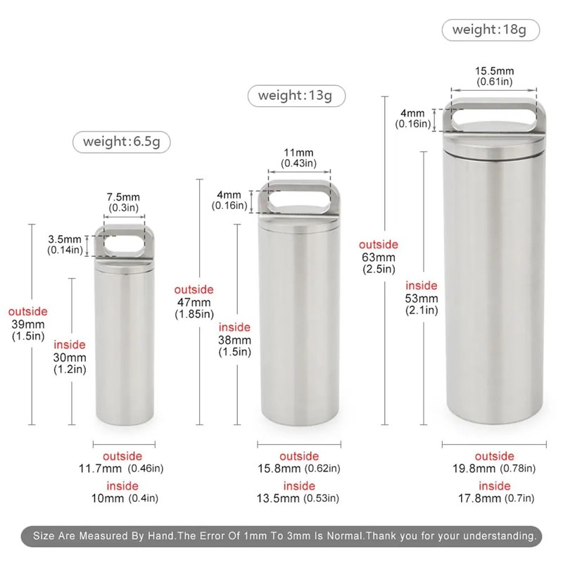 TONYFY Titanium Pill Container Keychain, Waterproof EDC Pill Holder (M)