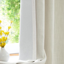 Beige Solid Full Blackout Curtain Heavy Linen Texture Window Treatment for Bedroom Energy Efficient Drapes Triple Weave 8 Grommets Top for Living Room with Liner, Beige, 50" x 63", 2 Panels